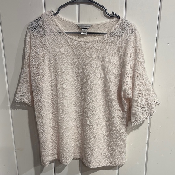 Christopher & Banks Tops - Elegant Off White Boho Lace Top
